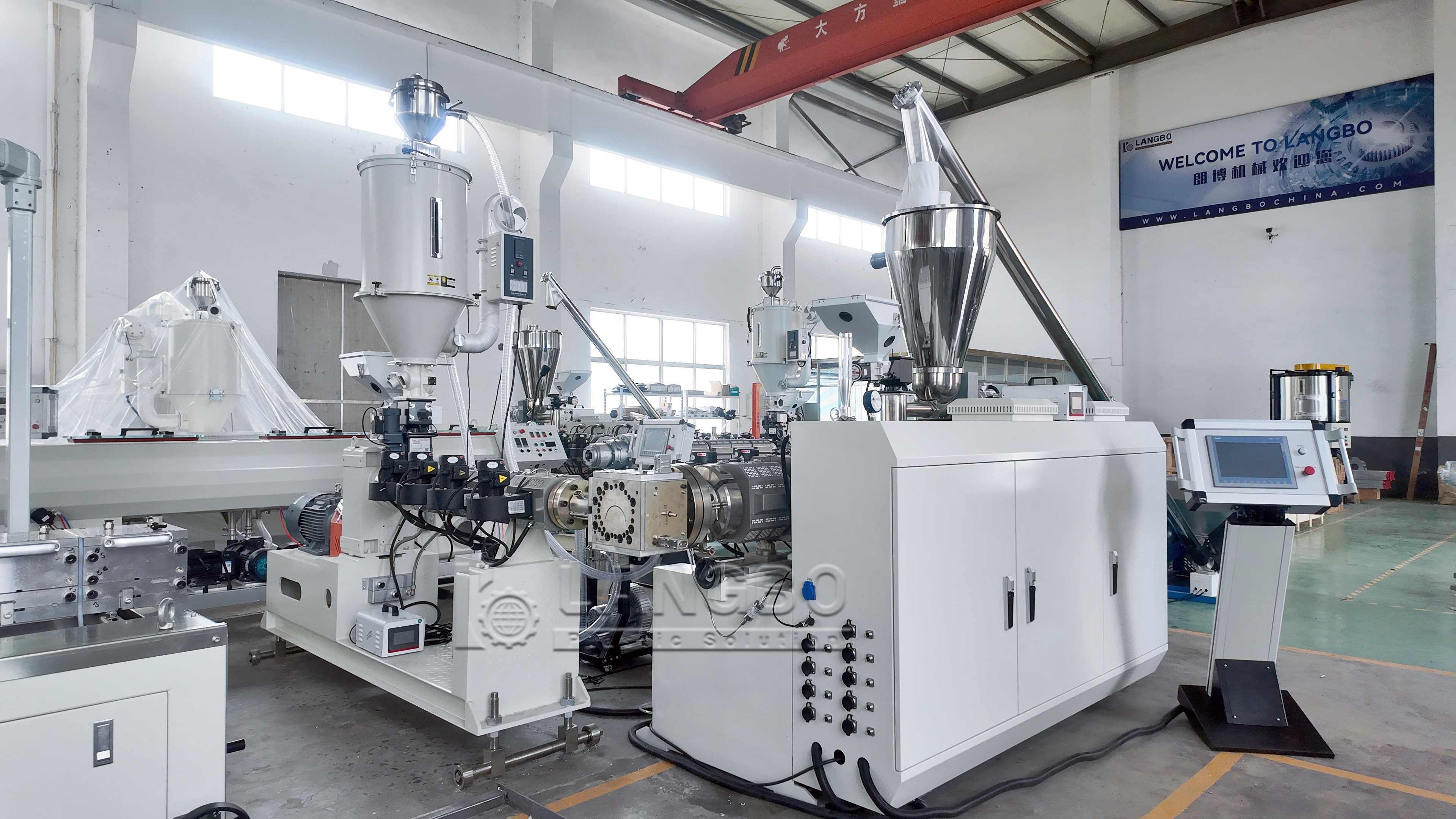 Latest company case about LangBo PVC Profile Extrusion Line Supports Continuous Production for UK Plastic Profiles