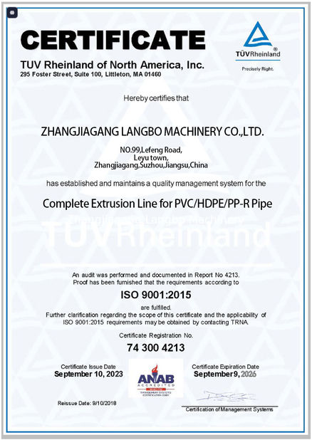 China Zhangjiagang Langbo Machinery Co. Ltd. certification